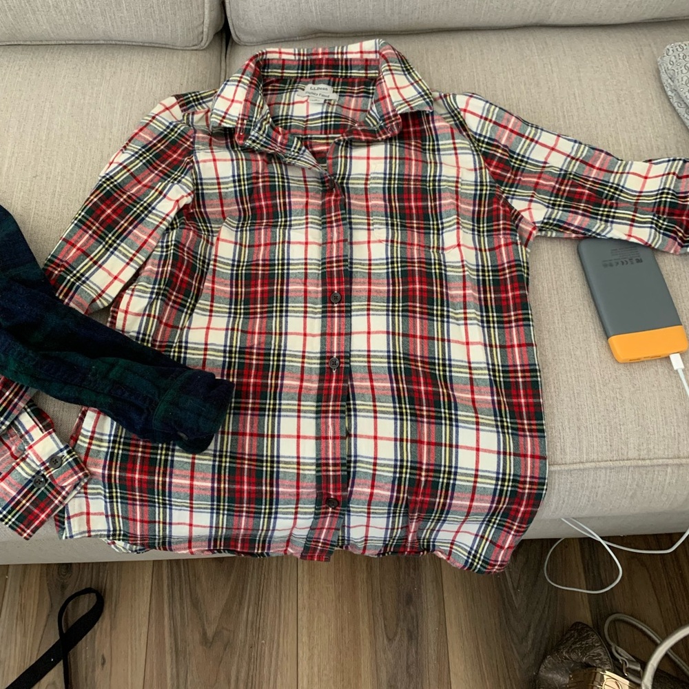 LL Bean/ Button-Up Fitted Flannels Shirts-Both for $25